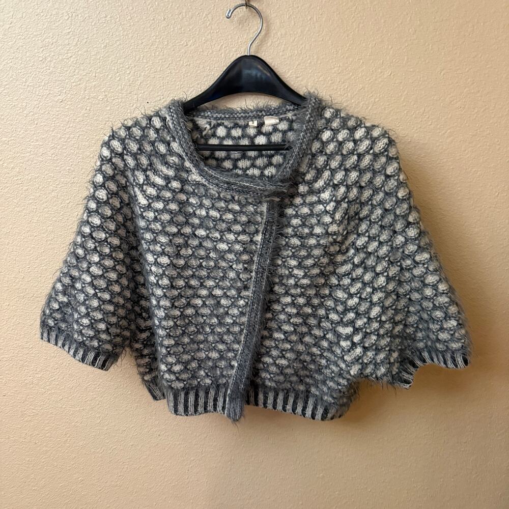 Anthropologie Moth Empyreal Cardigan Wool Angora Blend Gray Cozy cabin Medium